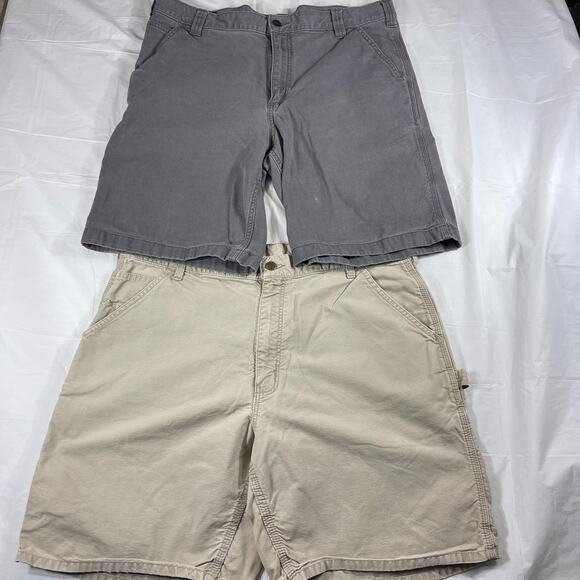 Vintage Y2K Carhartt Khaki Work Shorts + Gray Relaxed Fit Shorts Bundle Men’s 38 - Picture 2 of 16